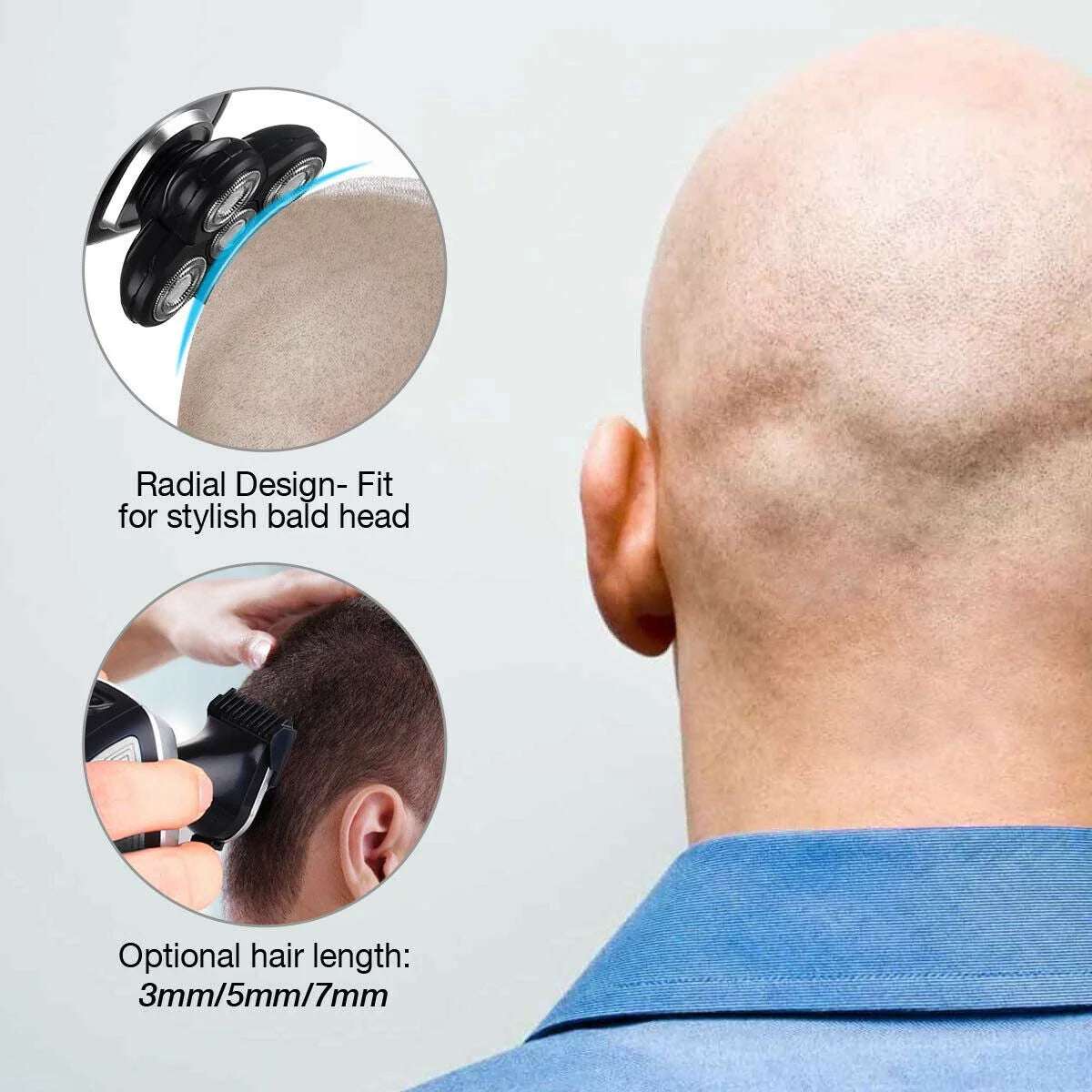 Father'S Day Men 5-In-1 Rotary Electric Shaver Rechargeable Bald Head Hair Beard Trimmer