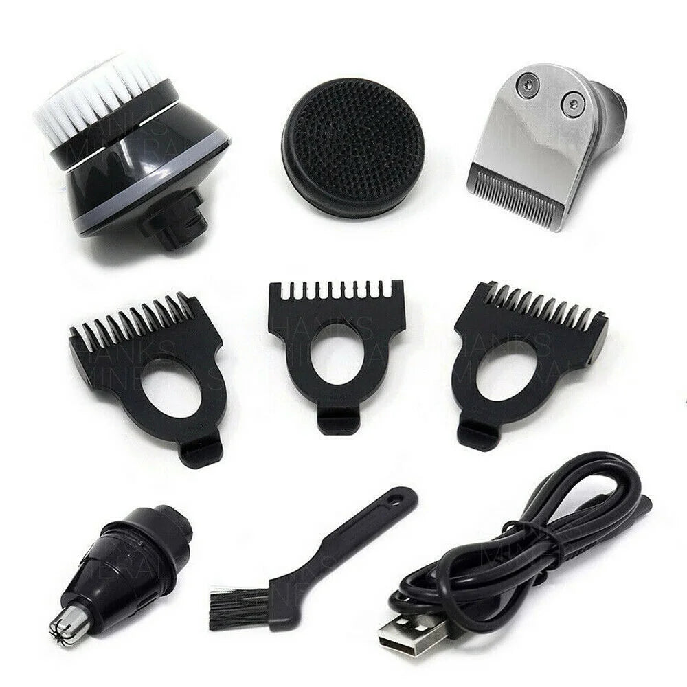 Father'S Day Men 5-In-1 Rotary Electric Shaver Rechargeable Bald Head Hair Beard Trimmer