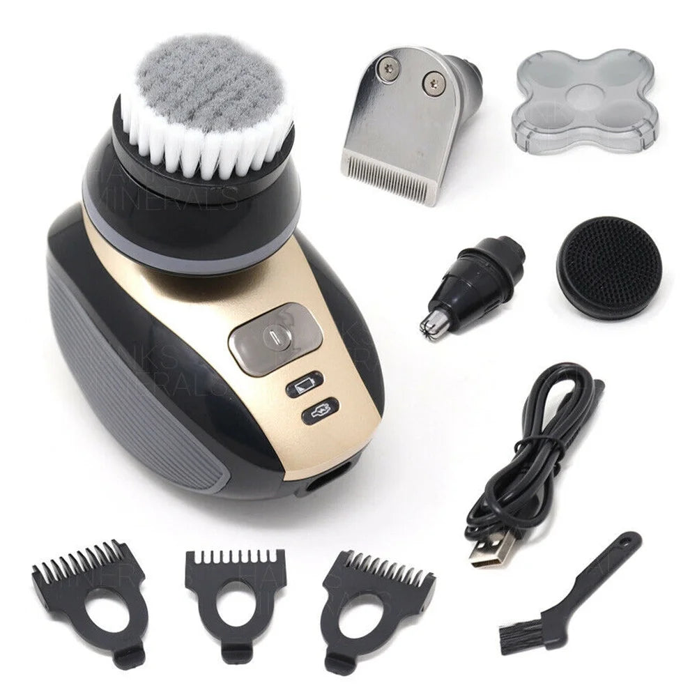 Father'S Day Men 5-In-1 Rotary Electric Shaver Rechargeable Bald Head Hair Beard Trimmer